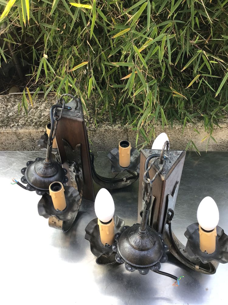 Lustre fer forg� noir et bois 3 luminaires 12 Verneuil-sur-Avre (27)