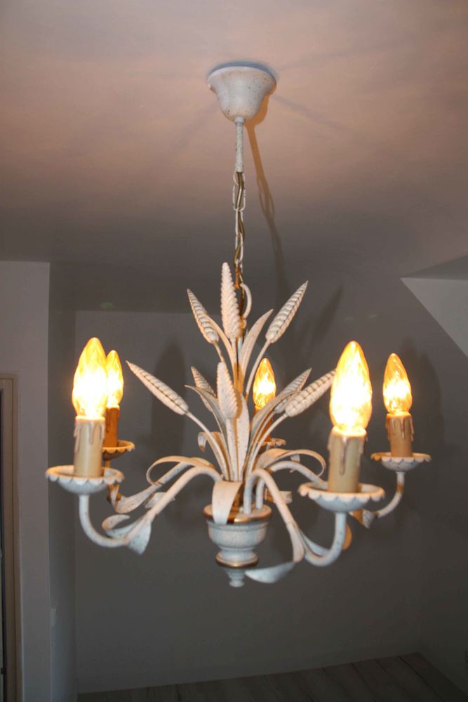 lustre m�tal beige et or 5 branches 25 Guingamp (22)