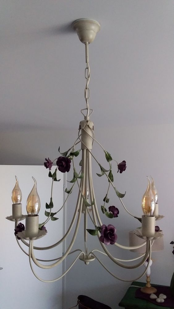 Lustre M�tal Fleurs Vintage Ivoire 39 Saint-�tienne-du-Rouvray (76)