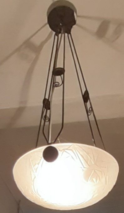 Lustre r�tro avec coupe en verre 30 Cadaujac (33)