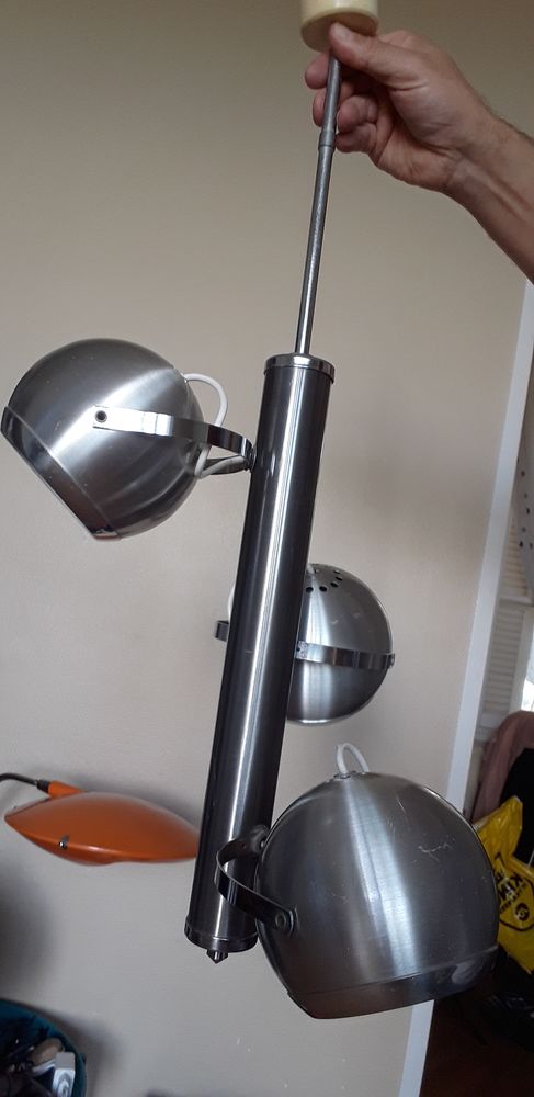 Lustre 03 spots alu bross� ann�e 1970 135 Marseille 15 (13)