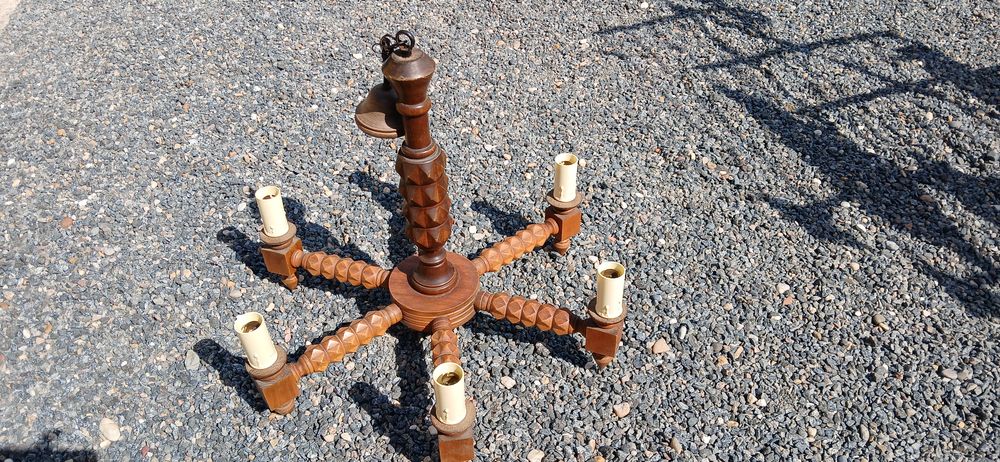 Lustre  style basque 6 bras pour ampoules bon �tat 20 Carbon-Blanc (33)