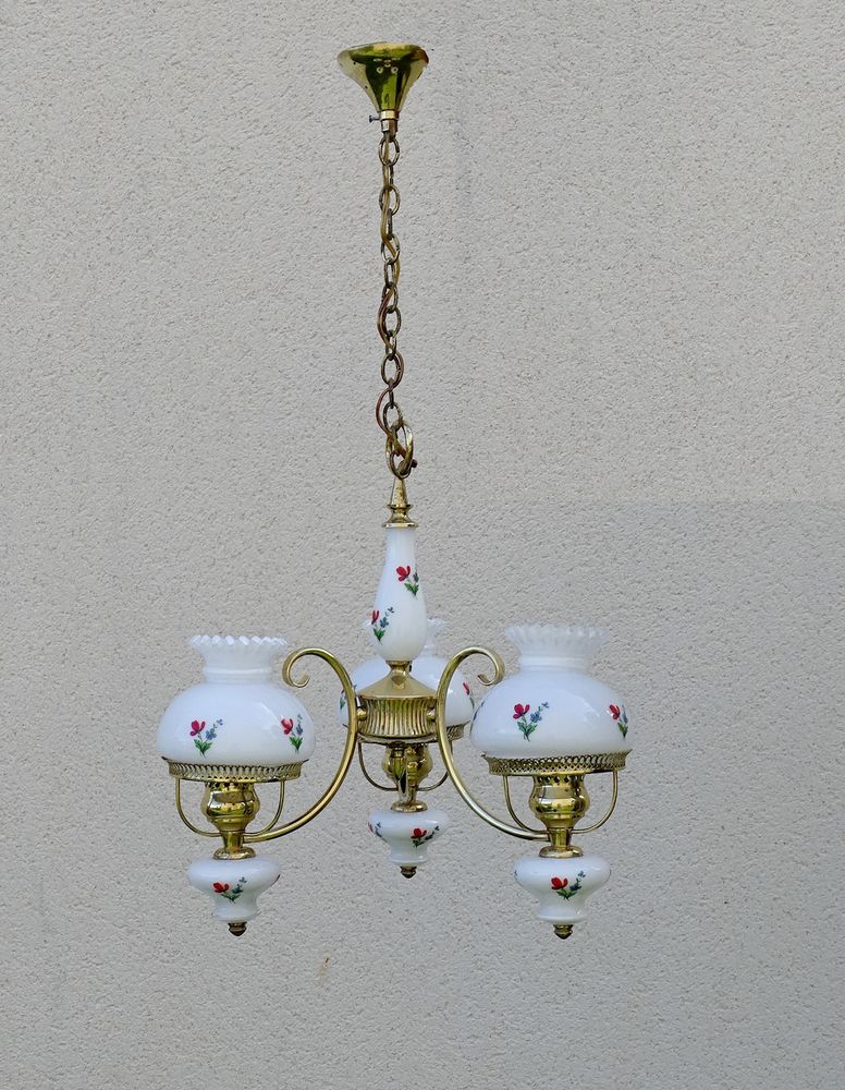 Lustre Suspension vintage d�cor floral 63 Les Moli�res (91)