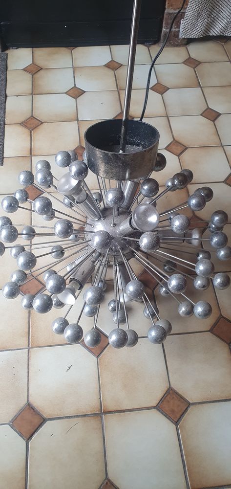 Lustre vintage en m�tal et inox, 1970 390 Mussy-sur-Seine (10)