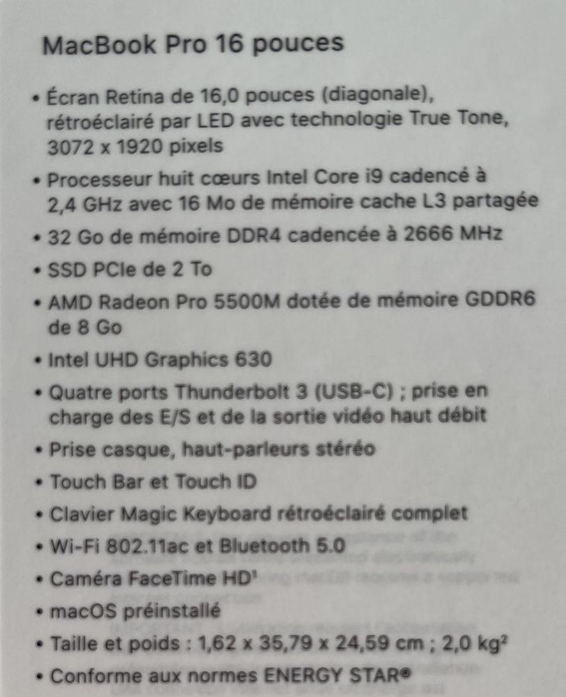 MacBook Pro 16 pouces, mod�le 2019 1500 Brest (29)