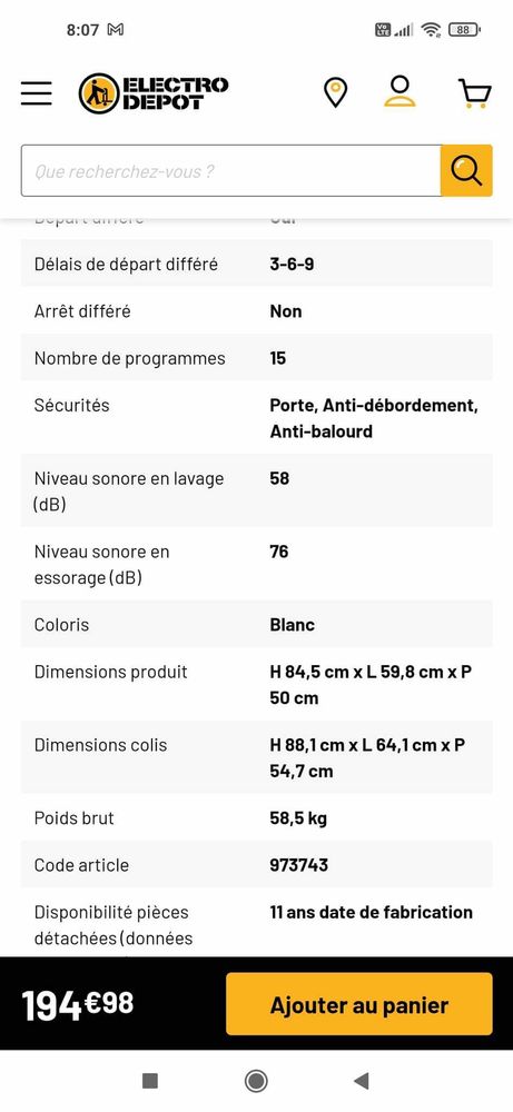 Machine a laver 0 Montpellier (34)