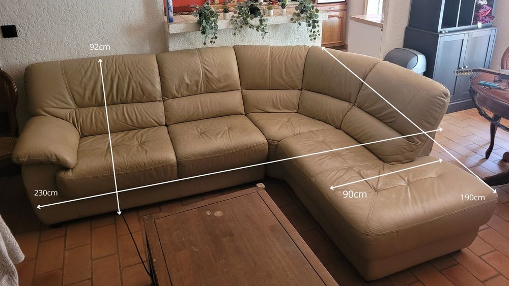 Magnifique canap� en cuir beige 300 Saint-Georges-d'Orques (34)