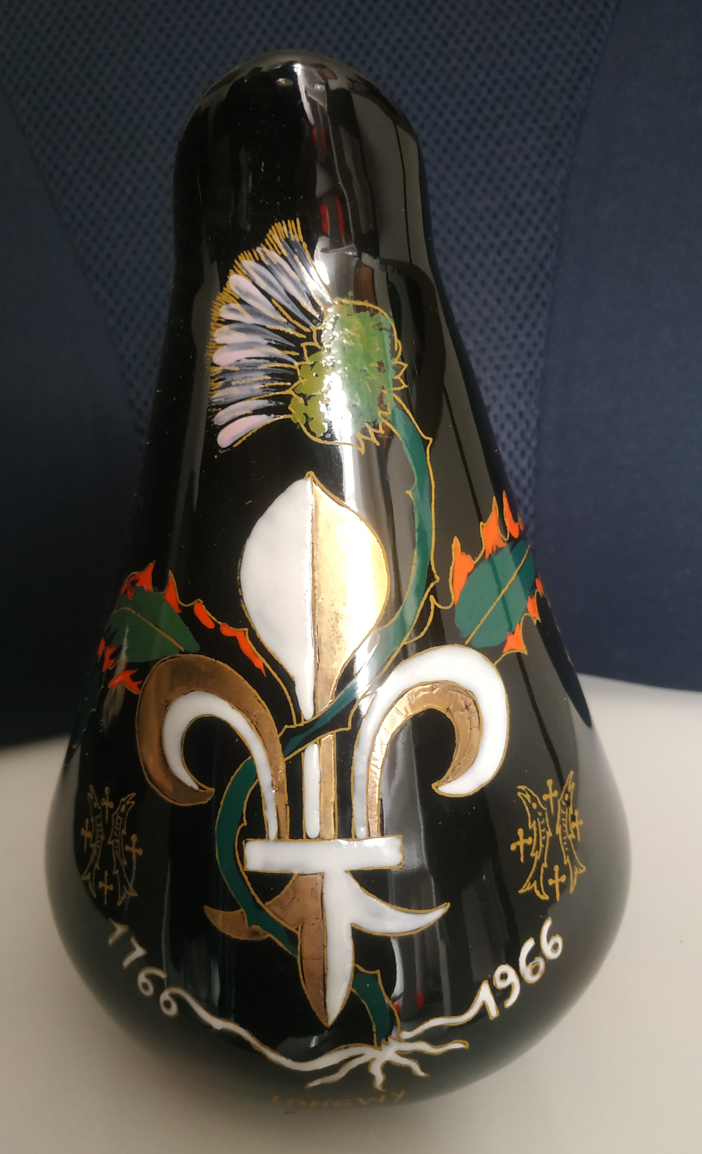 Magnifique cruche faience et �maux de Longwy, 110 Le Mans (72)