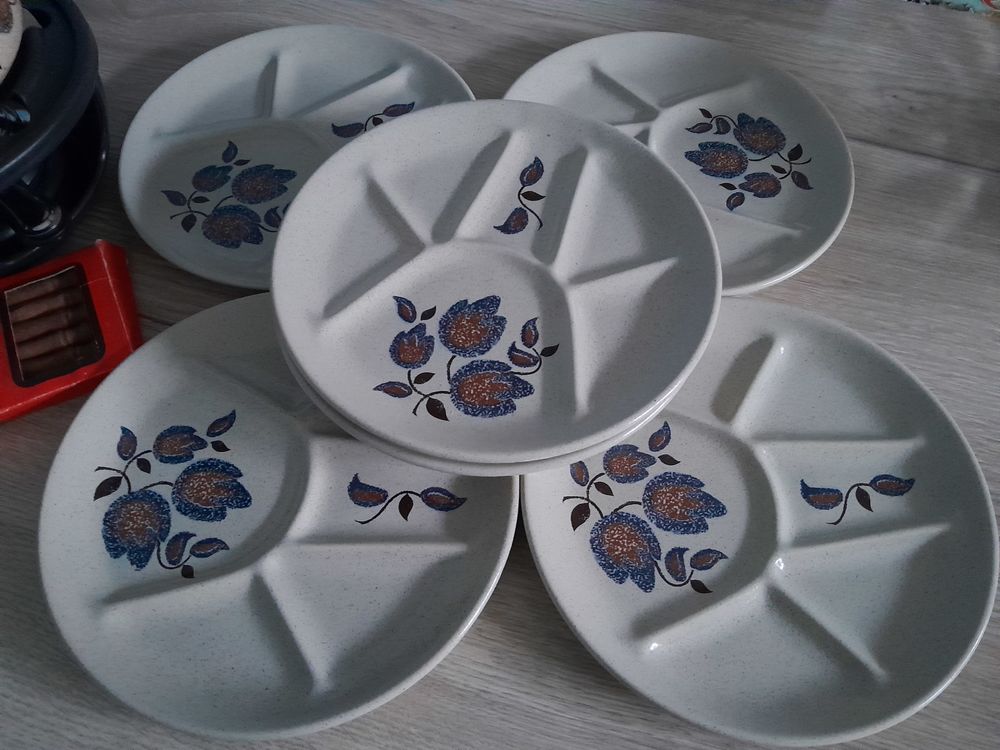 6 magnifiques ASSIETTES A FONDUE VINTAGE -Fa�ence SOLOGNE ST 0 Saint-Yrieix-sur-Charente (16)