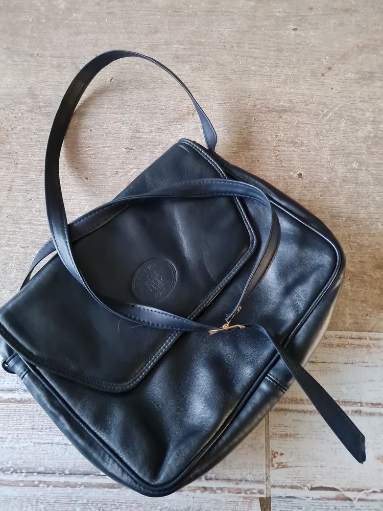 Sac a main bleu marine cuir 25 Aytr� (17)