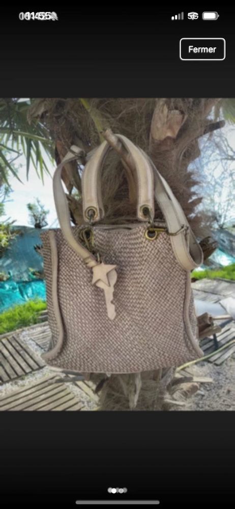 Sac �   main cuir tress� Taupe Mino du Sud 50 Esvres (37)
