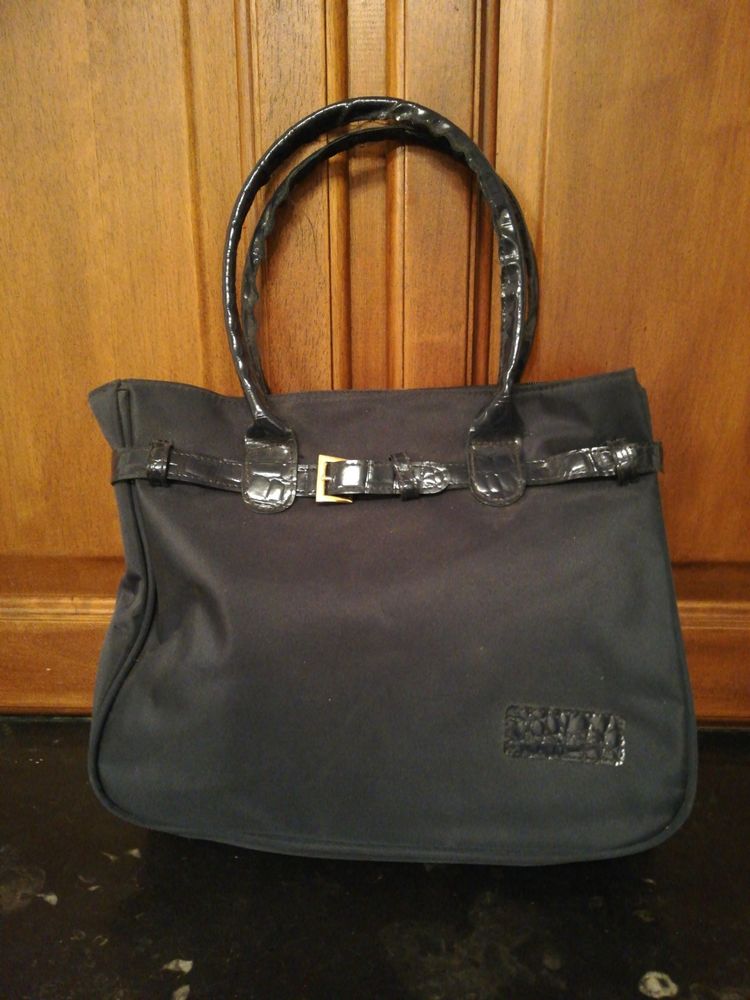 Sac � main synth�tique bleu marine/ Genevi�ve DE FONTENAY  3 �cuisses (71)