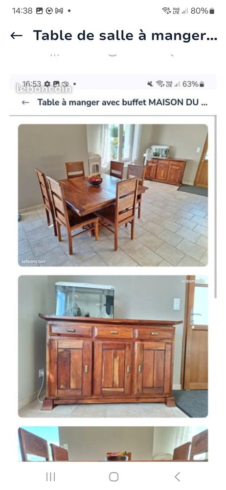 Maison du monde, meuble bas, table avec rallonge et 6 chaise 500 Tra�nou (45)