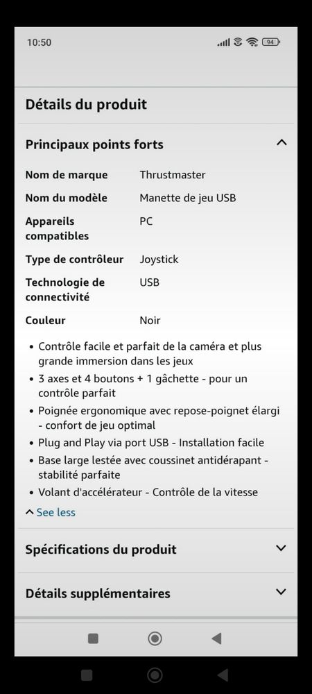 Manette simulation avion pour PC 30 Saint-Pierre-de-Cerni�res (27)