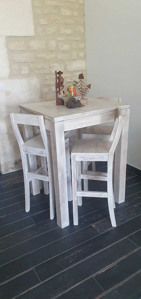 Mange-debout + 4 chaises hautes bois massif 750 Mainxe (16)