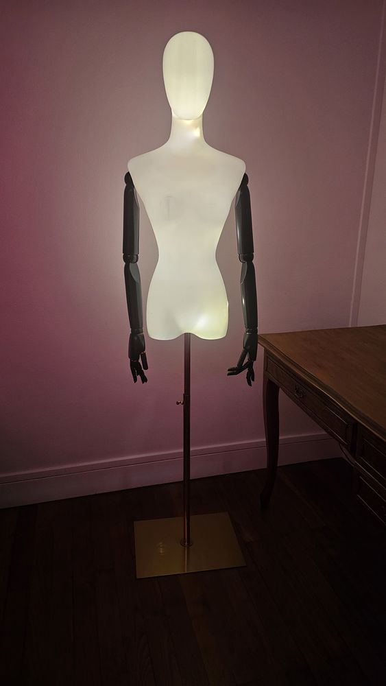 Mannequin buste femme lumineux avec bras bois articul�s et s 160 Cognac (16)
