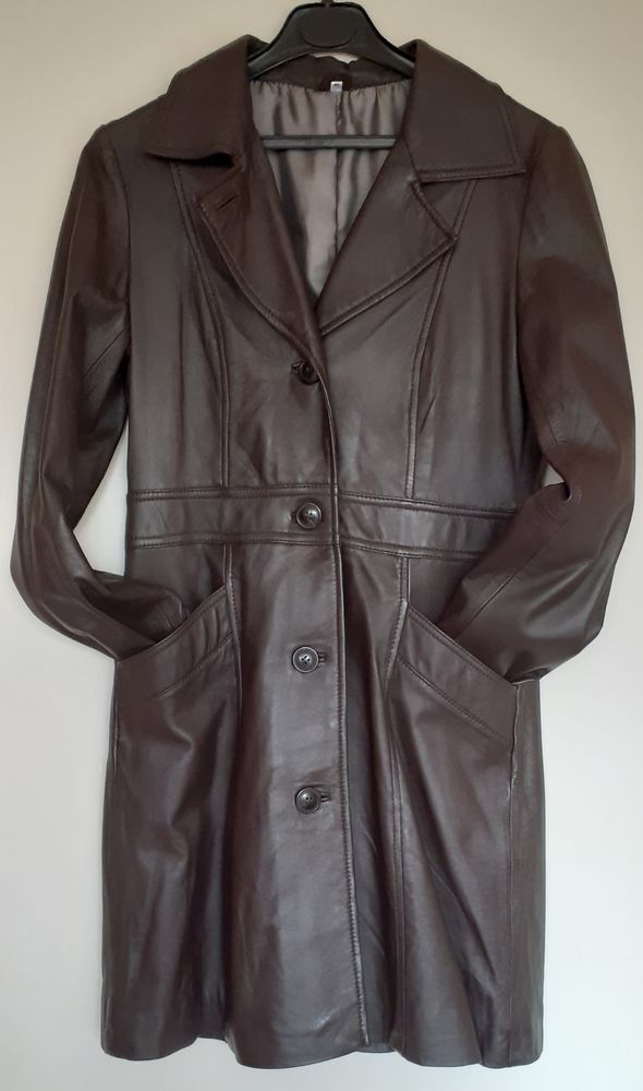 Manteau cuir Marron fonc� T38-40 25 Verneuil-sur-Seine (78)