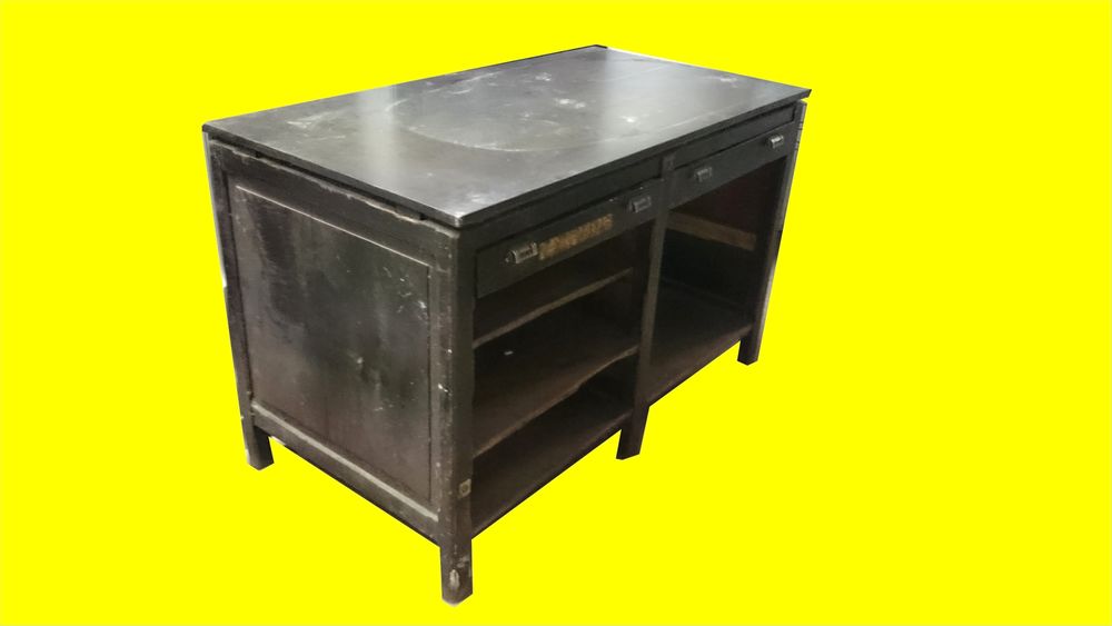 MARBRE Meuble de m�tier d'imprimerie imprimeur industriel 1200 Bourseul (22)