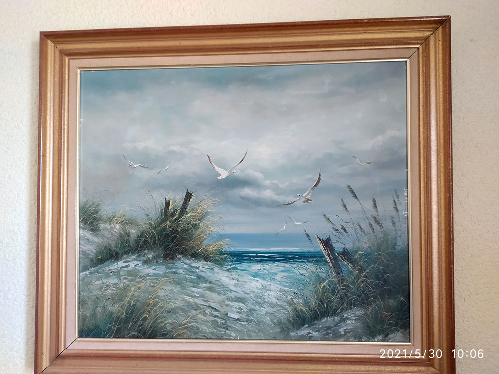 Marine MER ORAGEUSE peinture sur toile enchass�e 50x60 cm 80 N�mes (30)