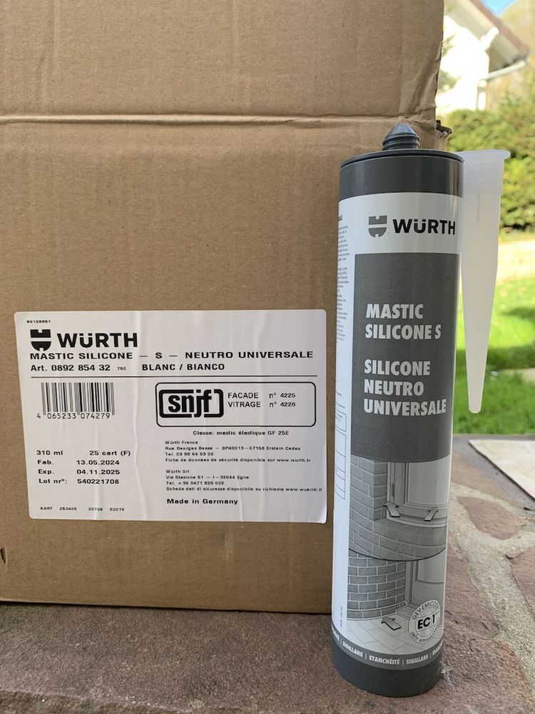 Mastic silicone S neutro universal blanc WURTH art 0892 854 7 Bi�vres (91)