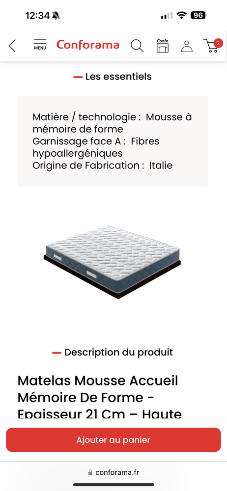 Matelas 140x200 140 Saint-Louis (68)