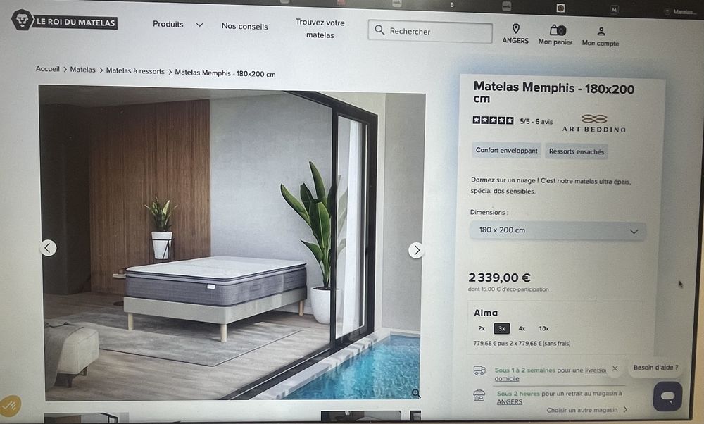 Matelas neuf 180x200 - 2000 - Matelas Memphis 2000 Lille (59)