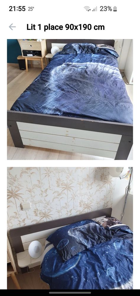 Lit et matelas 1 place 90x190 cm bon �tat 35 G�tign� (44)