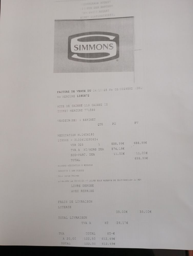 Matelas Simmons quasi neuf 350 Bayonne (64)