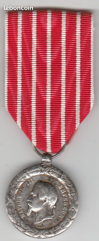 Médaille Campagne d'Italie 1859 Napoléon III (Argent) 47 Doullens (80)