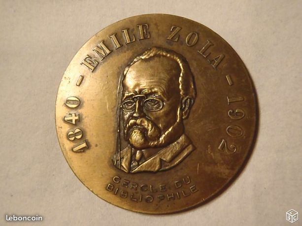 Médaille : Emile Zola en bronze 20 Limoges (87)