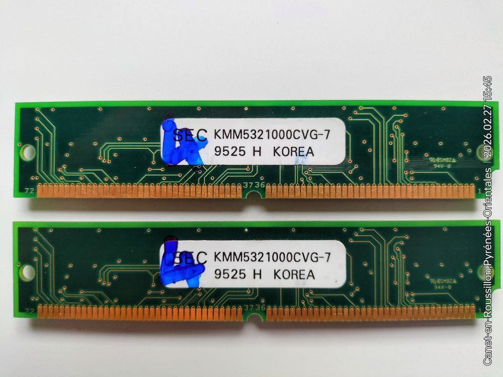 Lot 2 M�moire  Vintage  Simm 72 Pins / 4Mo_70ns (SEC) 5 Canet-en-Roussillon (66)