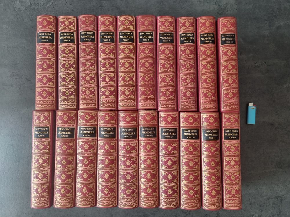 Mémoires de Saint Simon, 20 + 2 tomes reliés cuir lettrage d 275 Courbevoie (92)