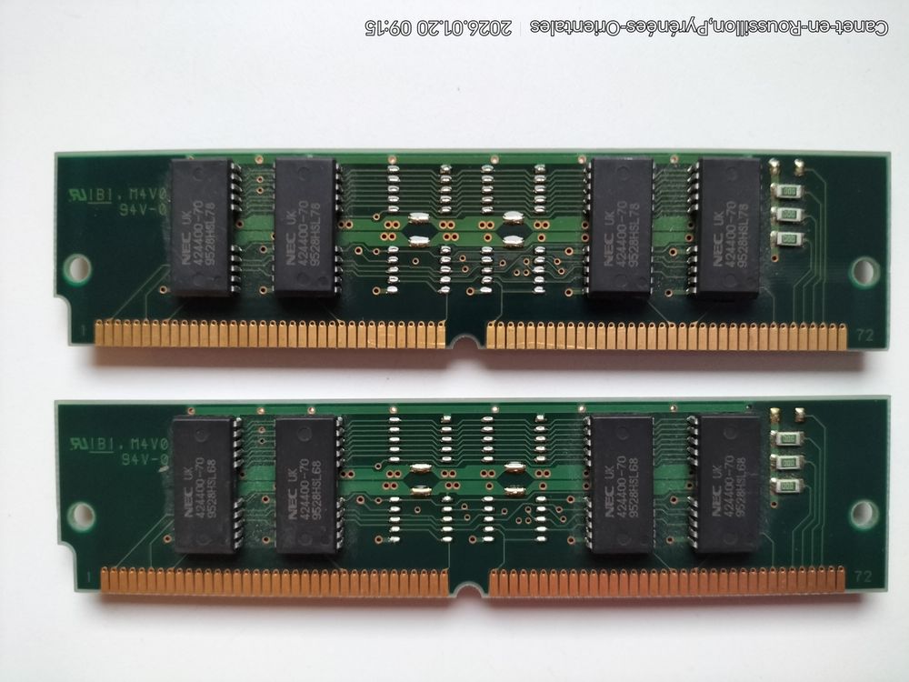 Lot 2 M�moires RAM  Vintage  Simm (72-pins) 4Mo-70ns NEC 6 Canet-en-Roussillon (66)