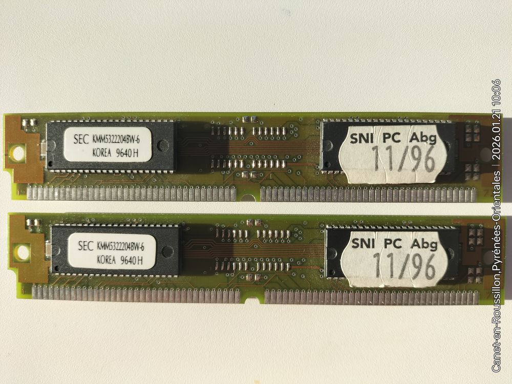 Lot 2 M�moires  Vintage  Simm EDO 72-pins & 2 faces 8M_60ns 11 Canet-en-Roussillon (66)