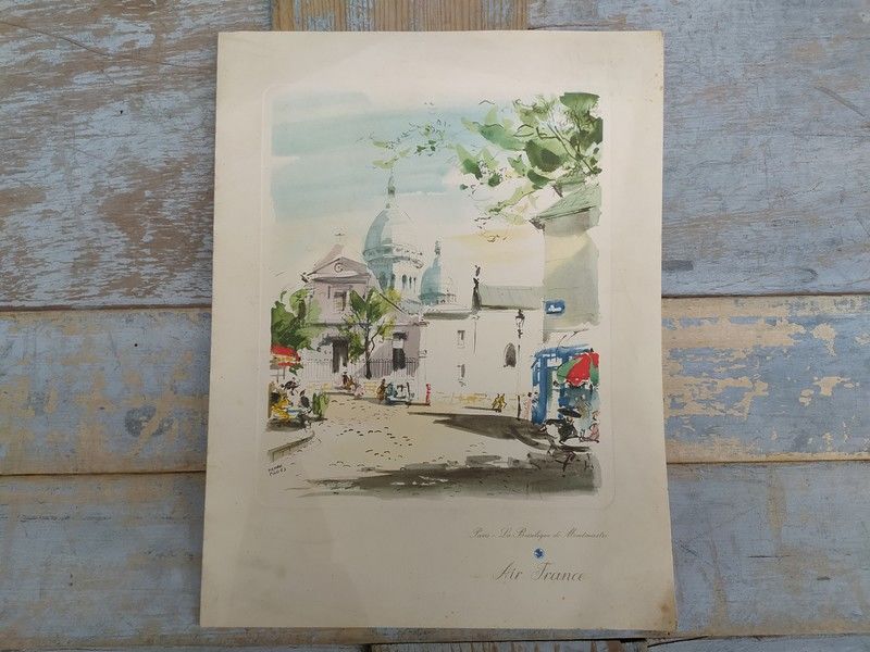 Menu Air France Vol Caracas Paris 1954 Paris Montmartre 0 Loches (37)