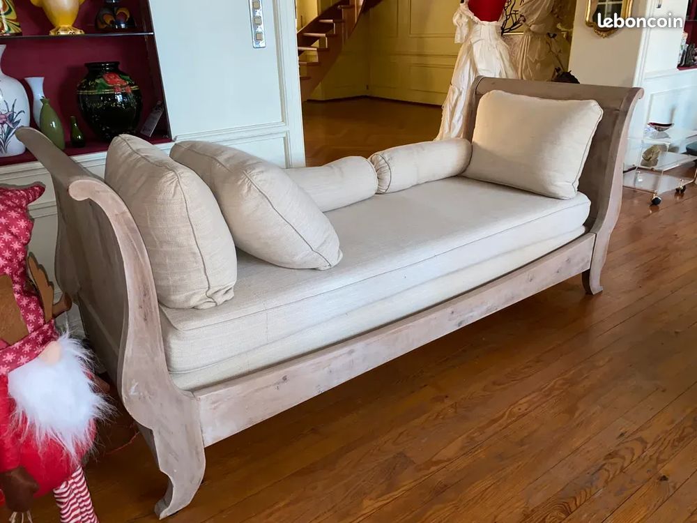 M�ridienne Lit-Canap� avec coussins ? Bois clair Excellent 550 Delle (90)