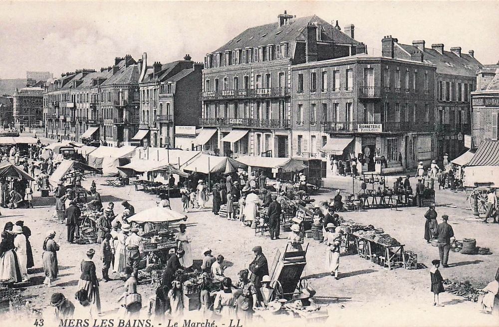 Cpa du 80 - MERS les BAINS - le March�. 12 Lucheux (80)