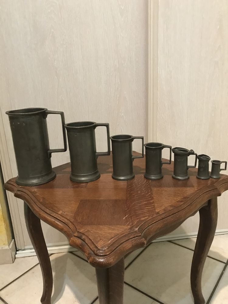 Lot de 7 mesures en �tain 40 Fosseuse (60)