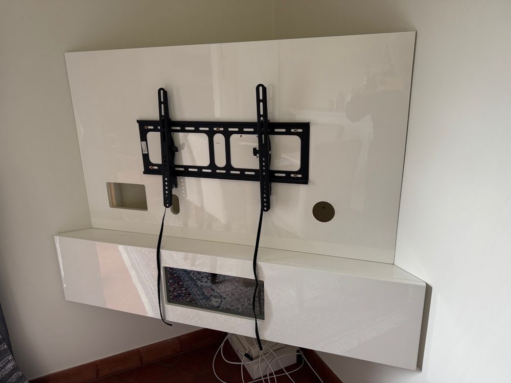 Meuble d'angle TV multim�dia Laqu� blanc 180 Serpaize (38)