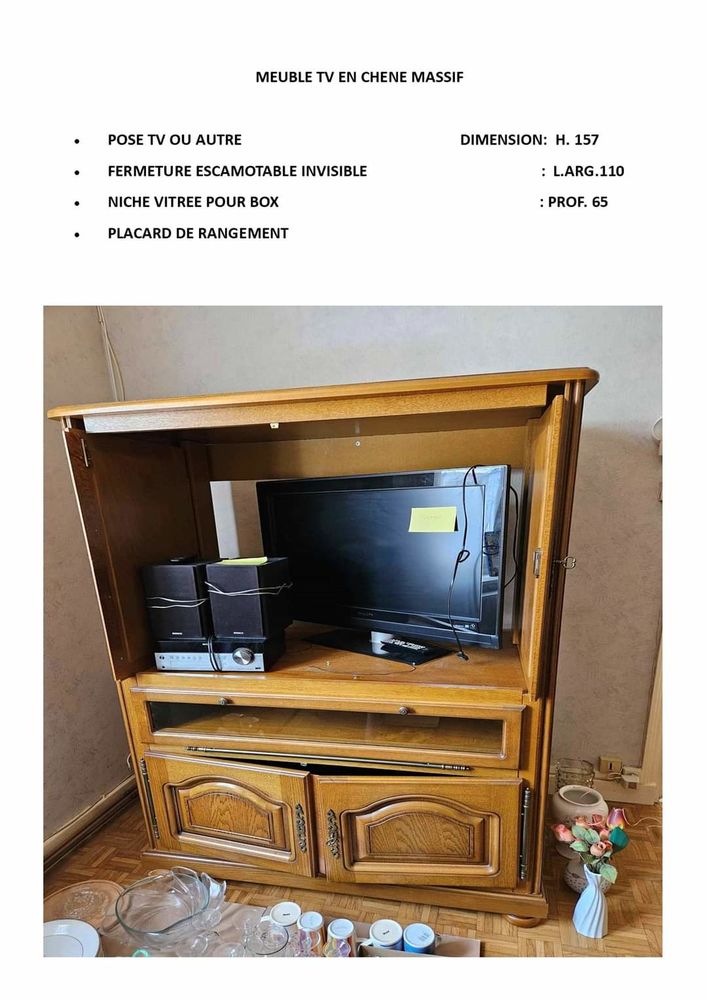 Meuble tv ch�ne massif 50 Cours-la-Ville (69)