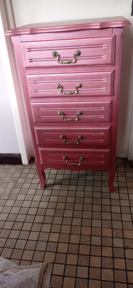 Meuble Chiffonnier relook� rose m�tal 45 Hoymille (59)