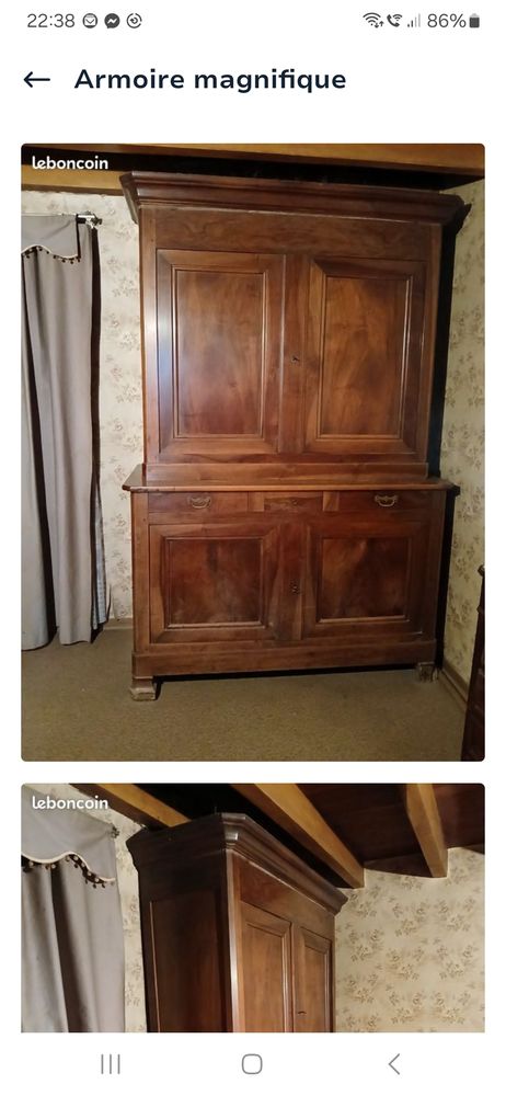 Meuble 2 corps noyer louis philippe 100 Gu�reins (01)