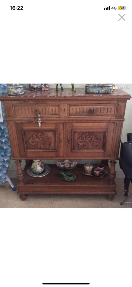 Meuble d�serte en merisier massif avec plaque de marbre 280 Amiens (80)