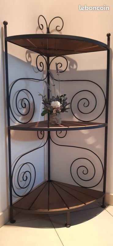 Meuble �tag�re bois et fer forg� 45 Haillicourt (62)