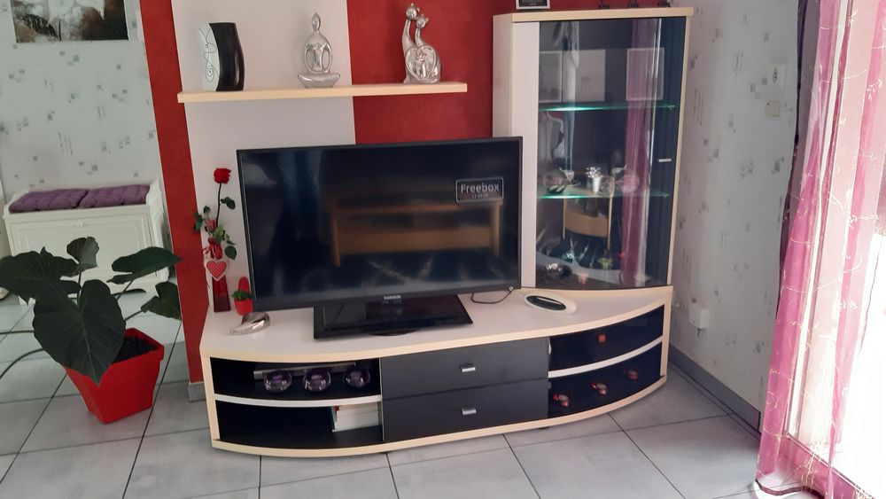 Meuble bas en laqu� blanc + meuble tv et sa vitrine 249 Dav�zieux (07)