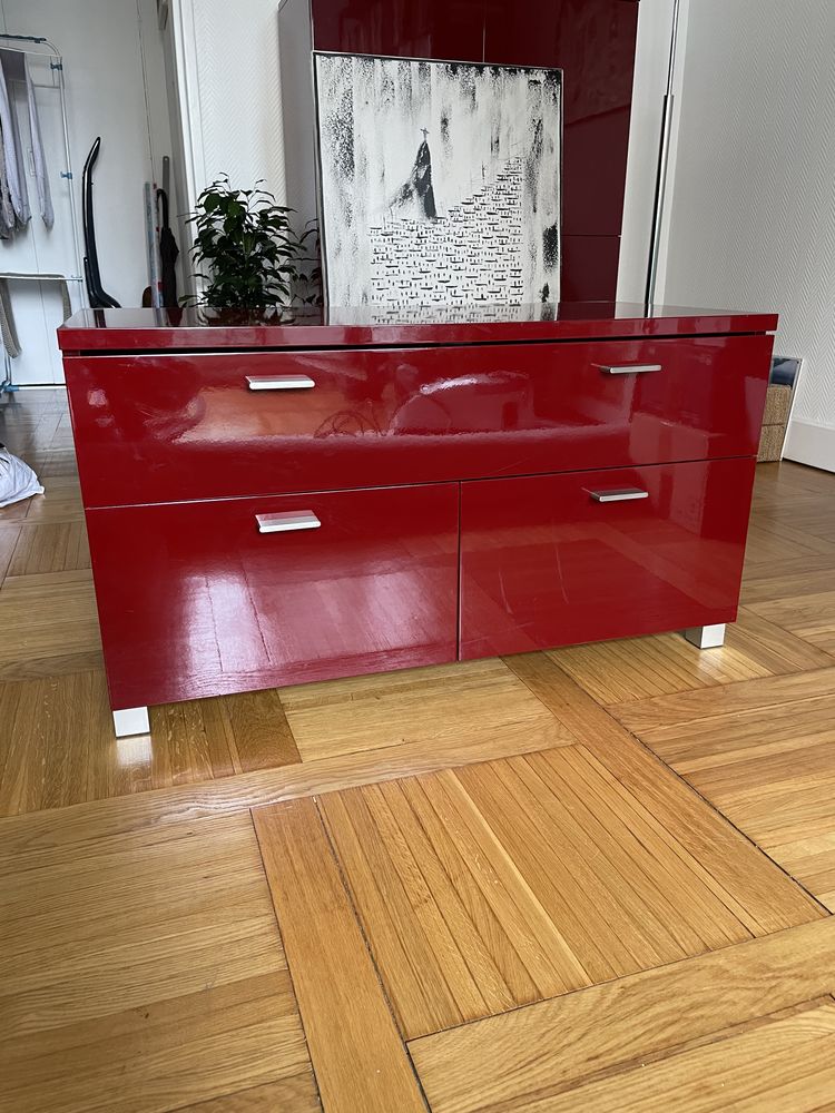 Meuble TV laqu� rouge Habitat mod�le  Seattle  45 Rueil-Malmaison (92)