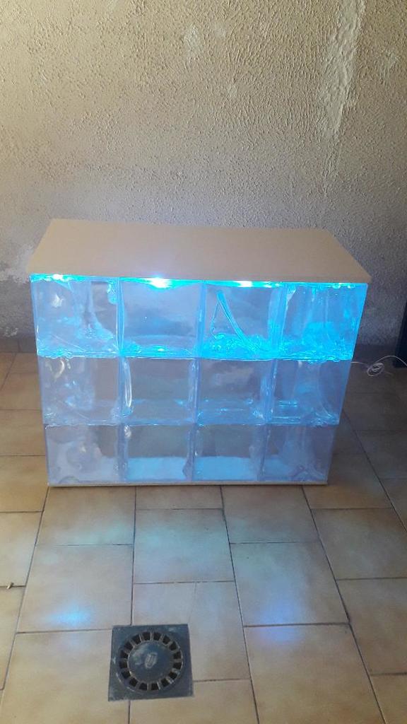Meuble Lumineux Transparent avec LED Bleues 110 Claix (38)