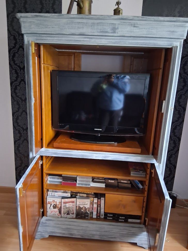 meuble TV merisier peint gris - 60 Chenonceaux (37)