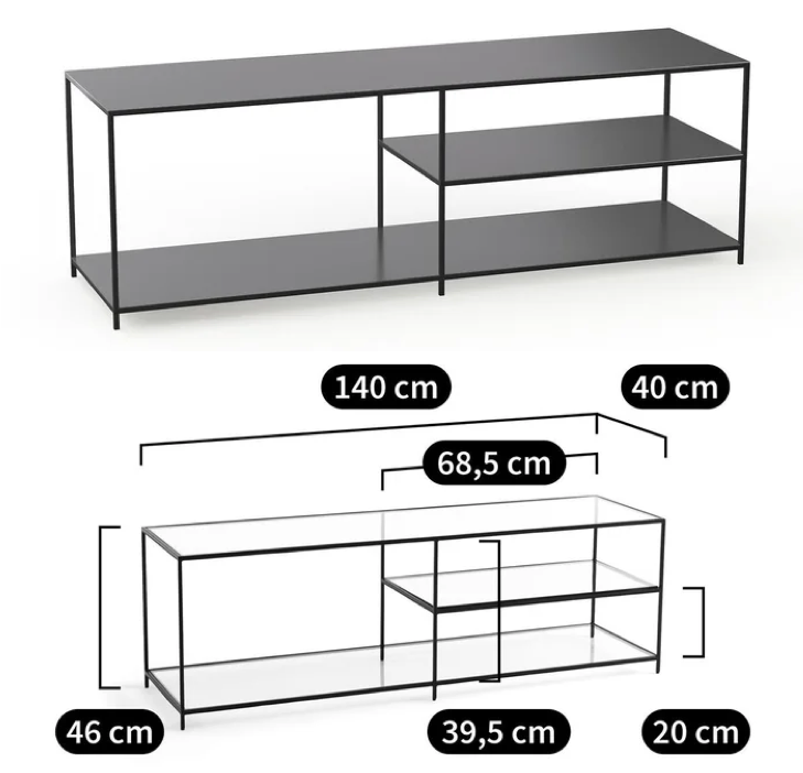Meuble TV 140 x 40 cm m�tal noir AM.PM tr�s bon �tat 250 Le Chesnay (78)
