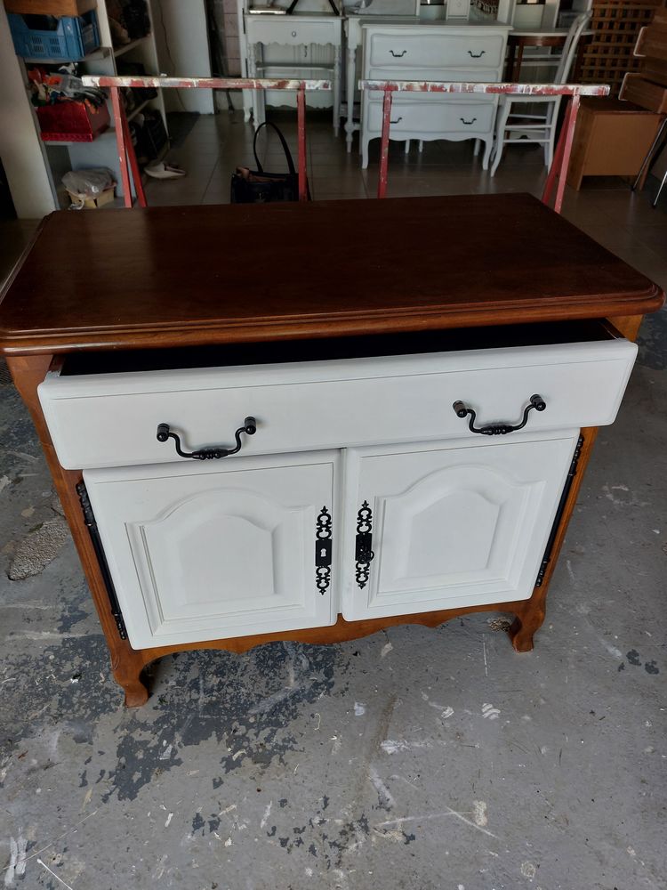 meuble de rangement blanc et bois poign�es noires 100 Verri�res (10)